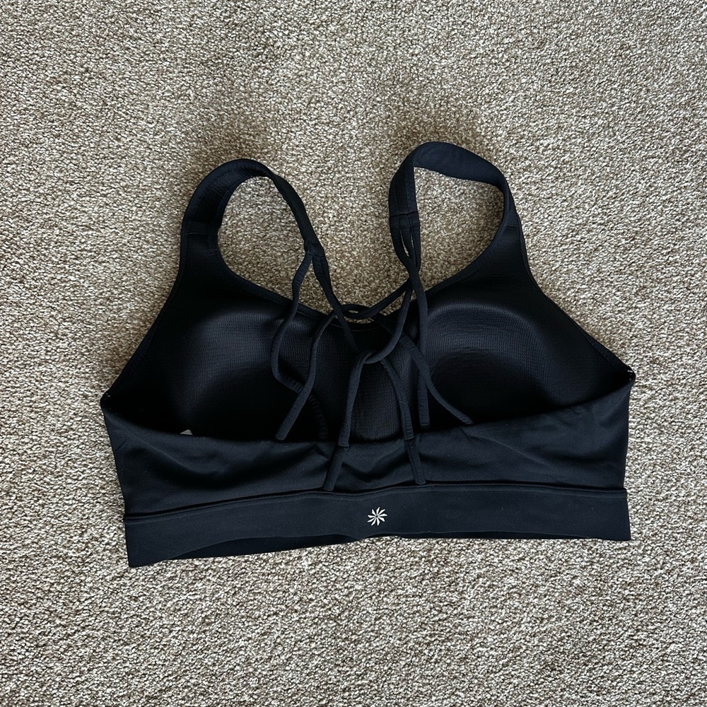 Athleta Black Strappy Front-Cut Sports Bra